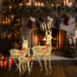Holiday Deer Decoration with Timer and Lights, Set of 3