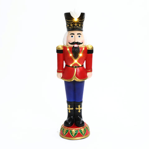 Traditional nutcracker soldier in red with lights, 3ft tall