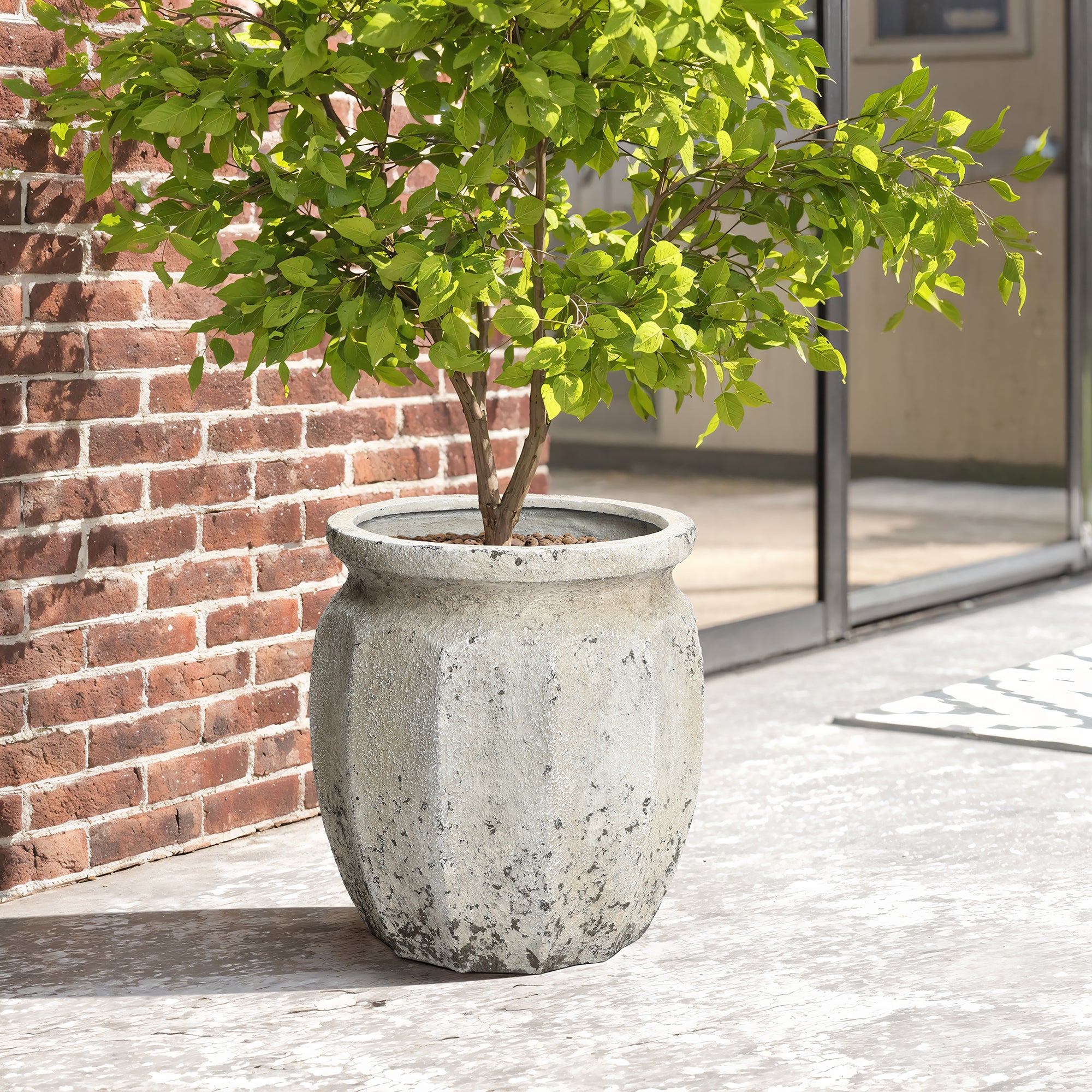 high planter pot Rustic Tall Planter Pot with Drainage, 18'' H