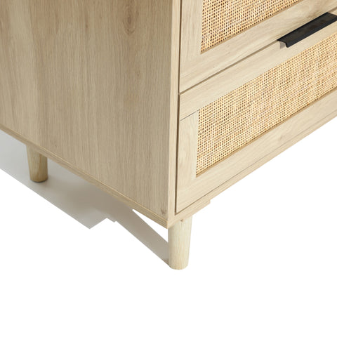 close-up view to the solid wood leg structure of the zahra dresser