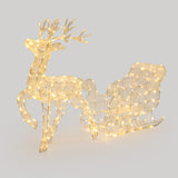 Sleigh Reindeer Holiday Decoration with Lights, Set of 2