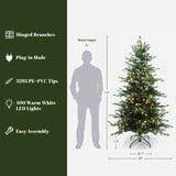 Pre-Lit Green Fir Christmas Tree with Metal Stand,7Ft