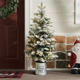 Artificial Flocked Fir Christmas Tree with Lights, 4ft