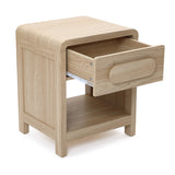 Oak Nightstand with Drawer and Open Shelf, Wooden Bedside Table for Bedroom, 21.65''