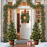 Pre-Lit Green Artificial Christmas Tree Potted,3.9Ft