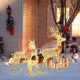 Holiday Deer Decoration with Timer and Lights, Set of 3