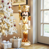 Christmas Soldier Nutcracker Decor in White & Gold with Lights, 4 ft