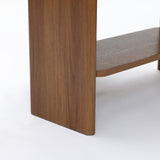 Faux Marble Wood Accent Side Table with Drawer and Open Shelf