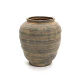 Vintage Pottery Brown Tall Round Ceramic Vase, 16.9"H