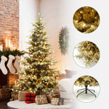 Pre-Lit Gold Christmas Tree with Stand,7ft