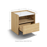 Modern Wood Storage End Table with with Faux Marble Top,Oak
