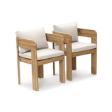 Set of 2 Modern Solid Wood Armchairs with Cushions