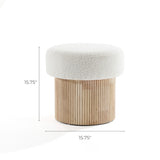 Mina boucle and wood storage ottoman