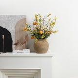 Rustic Golden Brown Round Terracotta Vase,10.4''