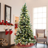 Pre-Lit Christmas Snow-Flocked Christmas Tree, 7.5ft