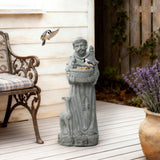 Saint Francis Outdoor Garden Statue with Birdfeeder Bowl, 27.5"