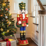 Christmas Nutcracker Red Soldier with Wreath Lights, 4ft