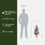3Ft Pre-Lit Artificial Flocked Pine Christmas Tree with Pine Cones, Berries, and Metal Pot