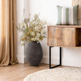 Oval Antique Brown Vase, 15.8'' H