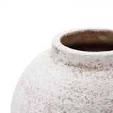 Rustic Vintage Terracotta Vase White & Brown Accent, 11"