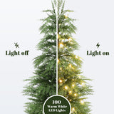 Pre-Lit Green Christmas Branches Tree with Potted,4.5Ft