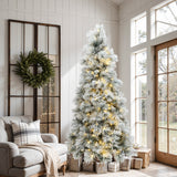 Pre-Lit Branches Snowy Christmas Tree with Stand,6.5Ft