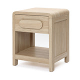 Oak Nightstand with Drawer and Open Shelf, Wooden Bedside Table for Bedroom, 21.65''