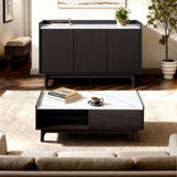 Modi Wenge Wood Sideboard Cabinet with Faux Marble Top, 47"