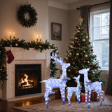 Christmas Deer Family Holiday Decor with Lighted, Set of 3