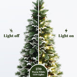 Pre-Lit Snow-Flocked Artificial Pine Christmas Tree, 6ft