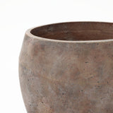 Old-World Antiqued Brown Round Cement Vase,13.6''