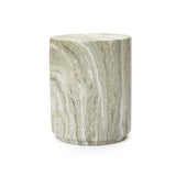 Marbled Green & White Outdoor Round Patio Side Table,14.25'' Dia