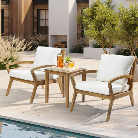 Catalina outdoor conversation set, with white cushions