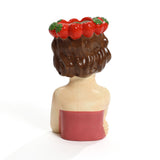 Lady strawberries ceramic sculpture vase