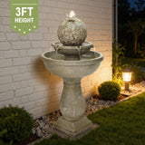 Resin Outdoor Garden Birdbath Fountain with LED Lights, 37'' H