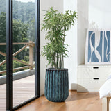 Glazed Blue Tall Ceramic Plant Pots, Two-tone Decorative Large Pot for Plants 16.8'' H