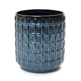Tall Ceramic Planter Pot for Indoor Outdoor Plants with Drainage Hole, Blue 14''