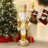 Christmas Soldier Nutcracker in Silver & Gold with Lights, 4 ft