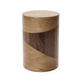 Modern Wood Round Side Table,Natural & Dark,20.25''