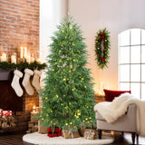 Pre-Lit Green Artificial Cedar Christmas Tree with Stand, 7ft