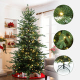 Pre-Lit Green Fir Christmas Tree with Metal Stand,7Ft