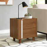 Brown Nightstand with 2 Drawers, 21.6'' H