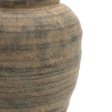 Vintage Pottery Brown Tall Round Ceramic Vase, 16.9"H