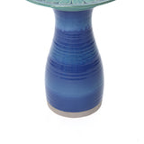 Elegant Ceramic Bird Bath for Outside with Decorative Birds, Blue 20.5''
