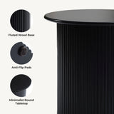 Compact Round Side Table, Black, 15'' H