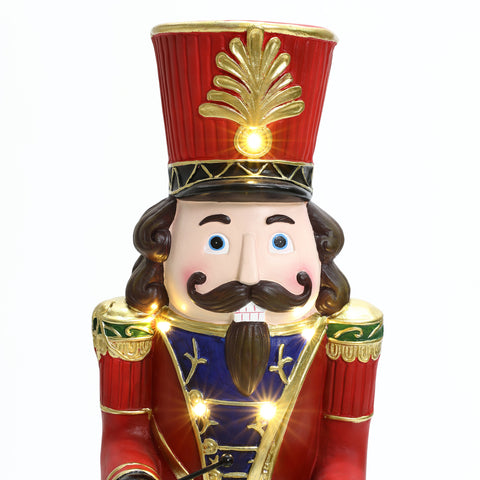 Traditional nutcracker drummer soldier with lights, 3ft tall