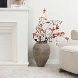 Old-World Gray with Brown Round Terracotta Vase,17.4''