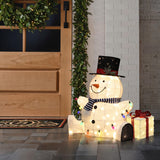 Jolly Snowman Outdoor Holiday Decoration with Lights, 2.7ft
