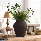 Dark Brown Rustic Vase, 13.4'' H