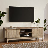 Mid-Century TV Stand with Sliding Tambour Doors for TVs up to 65''